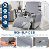 Fauteuilbeschermer voor kinderen, honden, 100% waterdichte relaxstoel, stoelbeschermer met zakken, 1-zits, antislip, stoelbeschermer voor televisiestoel met 2 verstelbare riemen, grijs