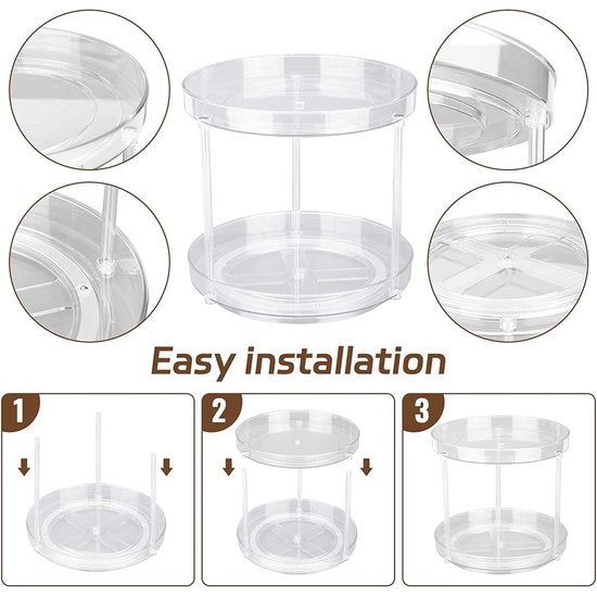 Roterend kruidenrek, keukenorganizer, roterende kruidenhouder, draaitafel kruidenorganizer, 2 niveaus (23,5 cm)