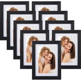 Fotolijst 10x15 CM 9-delige set, geschikt voor 10x15 foto's met passe-partout of 13x18 zonder passe-partout, voor muur en tafel, zwart