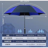 Winddichte paraplu, grote, XL golfparaplu met automatisch openen/sluiten voor mannen en vrouwen, reisparaplu met draagriem (donkerblauw)