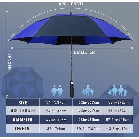 Winddichte paraplu, grote, XL golfparaplu met automatisch openen/sluiten voor mannen en vrouwen, reisparaplu met draagriem (donkerblauw)