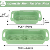 Set van 2 gootsteenzeefjes, afdruiprek voor huis en keuken, ideaal voor het wassen van fruit en groenten of kan worden gebruikt als noodle-gootsteenzeef, BPA-vrij (17 W x 37 - 49,5 L x 8 H) cm -