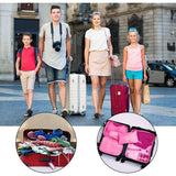 Kofferorganizerset, 8-delig, verpakkingsblokjes, waterdichte reiskledingzakken, inpakzakken voor koffer, kofferorganizer, reistas met make-uptasje, schoenentas, USB-kabeltas (rozerood)