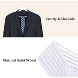 Kleerhangers van hout, 20 stuks, glad oppervlak, wit, 360 graden draaibaar en schoolterinkepingen, sterk en dun houten kleerhangers, geschikt voor volwassenen, 43,5 cm lang