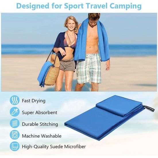 Microvezel handdoek, 180 x 90 cm + 80