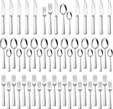 Bestekset voor 12 personen, gepolijst roestvrij staal, 60-delig, elegant bestek met mes, vork, lepel, tafelbestek voor thuis, keuken, restaurant, gezond, vaatwasmachinebestendig