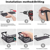 Doucheplank met 4 haken Badkamerplank zonder boren Zelfklevende roestvrijstalen muurmanden Opbergrek voor badkamer 2 stuks