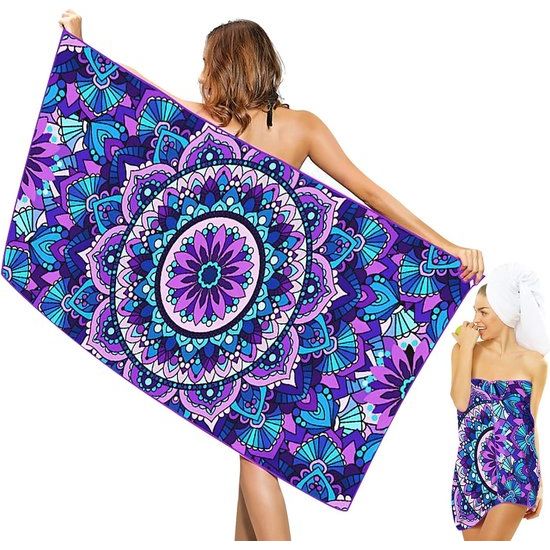 Strandhanddoek, microvezel, badhanddoek, 180 x 80 cm, sneldrogend, strandlaken, zandvrije strandhanddoek, reishanddoek voor reizen, zwemmen, strand, sport