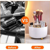 Cosmetica-make-up-organizer, 360° draaibare kwastenorganizer, cosmetica-rek, oogschaduwkwast, lippenstift, etui, cosmetica-organizer voor de kamer, decoratie, kaptafel, slaapkamer, badkamer (wit)