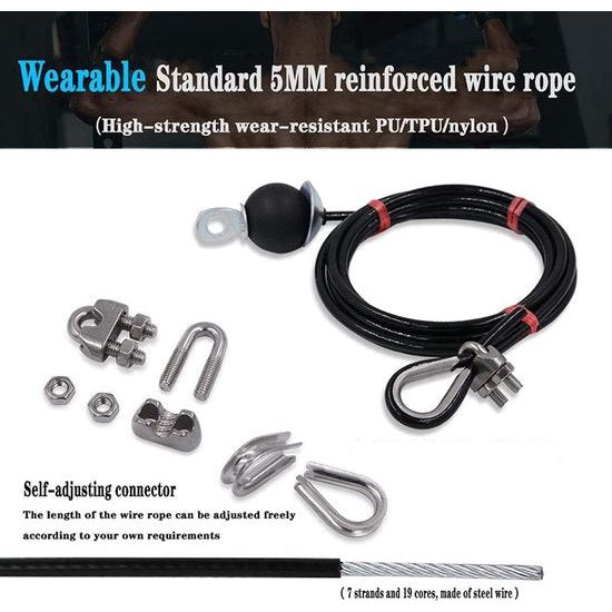Kabeltrekken, fitness, fitness, onderarmtrainer, trekkoord, trainhard kabel, triceps trainingsapparaat, lattrektoren voor thuis, gym, riemschijf, kabelmachine
