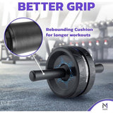 Ab Roller Wheel (30 cm x 16,5 cm, zwart) met kniekussen, buikspiertrainingsapparaat voor romp- en buikkrachttraining, oefenwielen