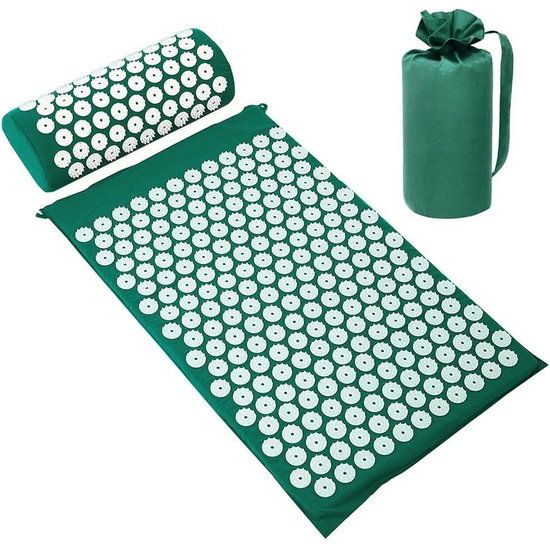 Acupressuurmat & kussenset, acupunctuurmat, spikes, yogamat voor massage, wellness, ontspanning en spanningen, ontspanning, spieren, ontspanning na sport, herstel, met draagtas