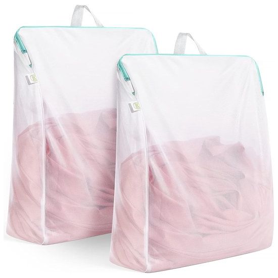 Waszakken groot met handgrepen, 50 x 60 cm, set van 2 met YKK-ritssluiting, fijnmazig voor wasmachine, herbruikbare waszak voor college, slaapzaal en woning