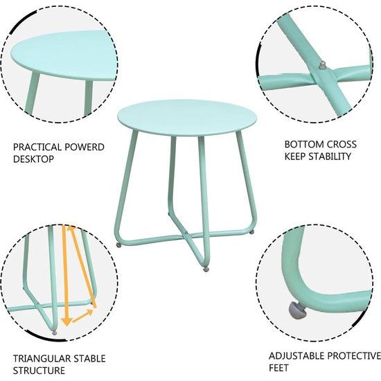 Side Table, Small Sofa Table, Lightweight, Stable, Easy to Assemble, Round Coffee Table Ideal for Outdoors, Living Room, Bedroom, Office