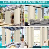 Buitengordijnen, waterdicht verduisteringsgordijn met oogjes, buitengordijnen met UV-bescherming, winddicht, ondoorzichtig voor paviljoen, balkon, tuin, terras (beige, set van 2 / 132 x 213 cm)