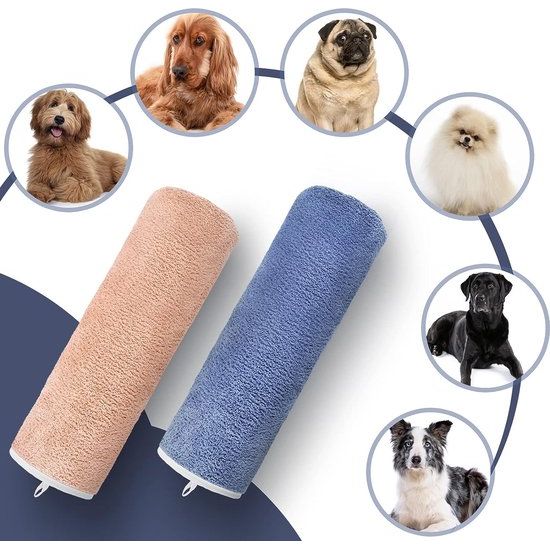 Handdoek voor honden, 2 stuks microvezel handdoeken voor honden en katten, handdoeken voor huisdieren op extra absorberend/machinewasbaar, badhanddoek voor grote en middelgrote honden en katten