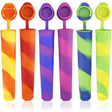 Set van 6 siliconen ijsvormpjes, ijslolly ijslollyvormpjes met deksel, herbruikbare siliconen ijsvormpjes, waterijslollykleuren, BPA-vrij, doe-het-zelf ijslollyvormpjes voor zelfgemaakte ijslolly's