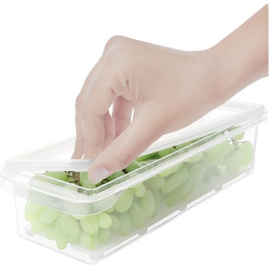 Kurtzy 3 Pak Plastic Koelkast Opslag Organizer Trommels met Deksels – Helder BPA Vrij, Stapelbare Koelkast en Diepvries Organizers met Drainage Plaat – Voor Keuken, Kelder, Kasten en Werkbladen