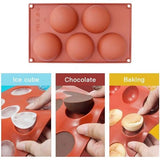 homEdge Extra grote 5-holte semi-bolvormige siliconen mal, 3 verpakkingen bakvorm voor het maken van chocolade, cake, gelei, koepelmousse