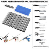 Diamond Whetstone Set of 8 for Knife Sharpener, Diamond Sharpening Stone, Knife Sharpener with Non-Slip (Diamond + Towel + Knife Sharpening Guide)