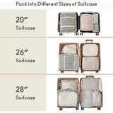 Koffer organizerset, Packing Cubes, kledingtassen, kofferorganizer voor vakantie en reizen, pakkubussenset reiskubussen, opbergsysteem voor koffer - (9-delig, beige)