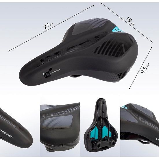 Fietszadel Crosser zwart, zadel PVC leer voor trekking- en stadsfietsen