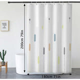 Douchegordijn waterdicht 180 x 200 cm badgordijn van polyester wasbaar badkamergordijn met 12 ringen voor douche en badkuip wit