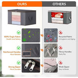 Opbergzakken, 8 stuks, 90 l, opbergdozen met deksel, grote kledingopslag, verhuisdozen, opvouwbare opbergdozen voor dekbedden, kleding, onderbed, kledingkast, grijs