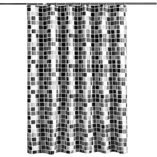 Bathroom Shower Curtain, Anti-Mould Shower Curtain, Mosaic Pattern, Textile Bathroom Shower Curtain (120 x 180 cm)