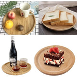 2 stuks dienblad van hout, houten dienblad, ronde dienblad van hout, houten dienblad, fruitborden van hout, voor tapas, noten, fruit, kopjes, vazen