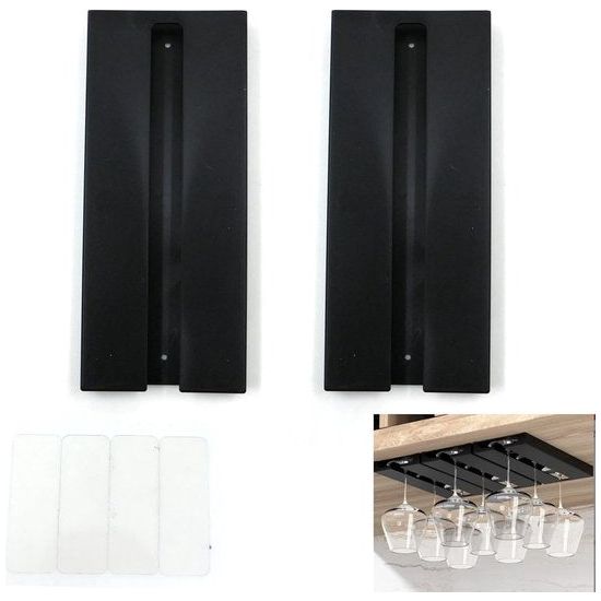 Wijnglashouder, wijnglashouder, rail, glashouder, wand, wijnglashouder, flessendroogrek, wijnglashouder, hangende wijnglashouder, voor bar, keuken, wijnkast, wijnglas, opbergcollectie (zwart)