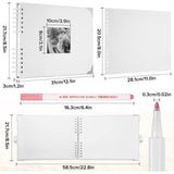 Fotoalbum 29,5 x 21 cm fotoalbum om zelf vorm te geven, wit fotoboek met 80 pagina's scrapbook, voor 160 foto's, inclusief 6 metallic kleurmarkers, gastenboek voor verjaardag en bruiloft (wit)