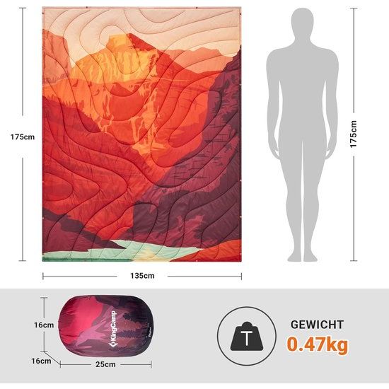 Reisdeken, ultralicht, warme outdoor-campingdeken, waterafstotend, compact, kleine verpakkingsgrootte voor kamperen, kantoor, thuis, buiten