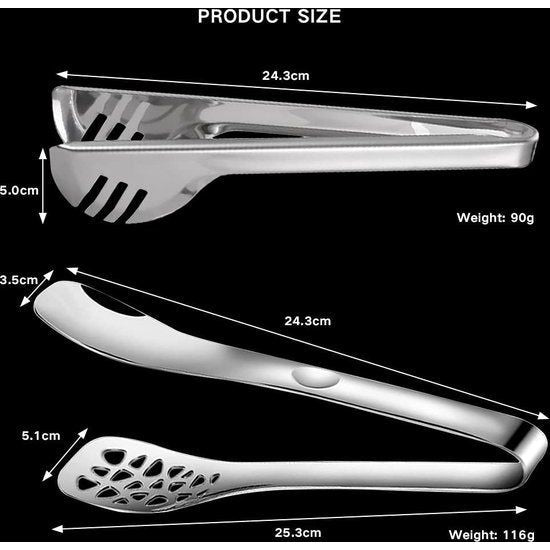 Serveertang, spaghettitang, aspergetang, roestvrijstalen slatang, geschikt voor pasta, salade, gegrild vlees, vaatwasmachinebestendig (2 stuks)