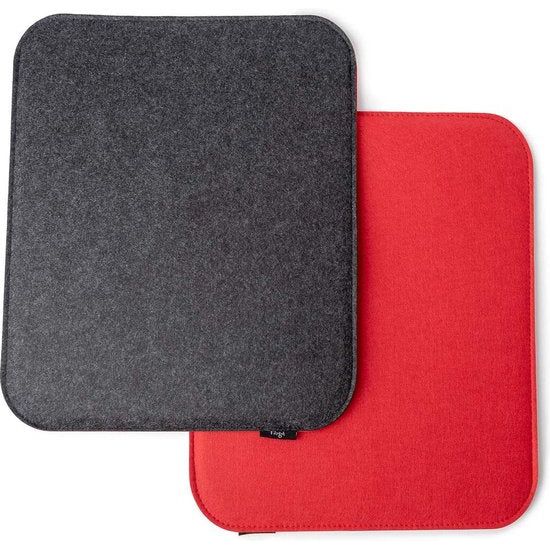 Set van 2 zitkussens - vilt, zitkussen, omkeerbaar kussen, hoekbank, vilt, stoelkussens voor huis en tuin - Grijs, Rood