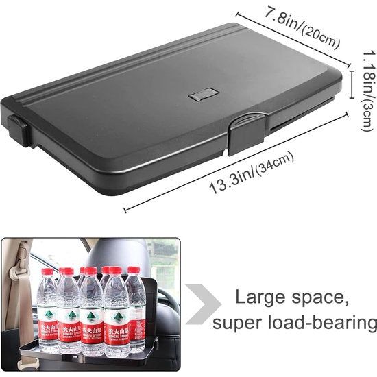 Auto achterbanktafel, autotafel voor achterbank, passagiers, klaptafel voor de achterbank, organizer voor dranken en eten, auto, multifunctionele tafel, inklapbaar, draagbaar, autoachterbank, dienblad