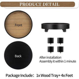 Houten Verhoger: Decoratief Dienblad Houten Dienblad Decoratieve Houten Verhogers voor Display Zwart Dienblad Rond met Voeten Modern Chic Decoratief Bord Hout met Standaard
