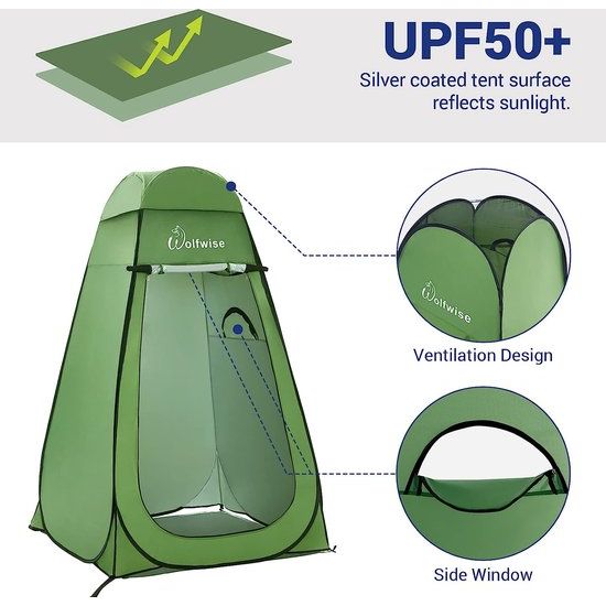 Pop-upkleedcabine, outdoor-toilettent, campingdouchetent, mobiel toilet met afneembare tentvloer en kap, waterdicht, draagbaar