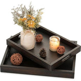 Decoratief dienblad, houten dienblad, dienblad, decoratieve borden, hout, rechthoekig, bruin, dienbladen, 2 stuks, vintage houten borden met handvat, dienbladen voor kaarsen, theelicht