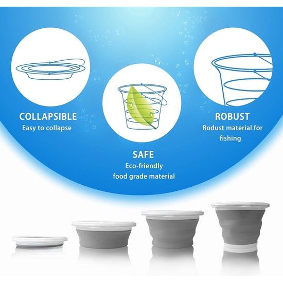 Siliconen opvouwbare emmer 10L is een handige, opvouwbare emmer die ideaal is voor thuis schoonmaken, kamperen, vissen, autowassen, keukengebruik en als draagbare watercontainer. De emmer is grijs van kleur.