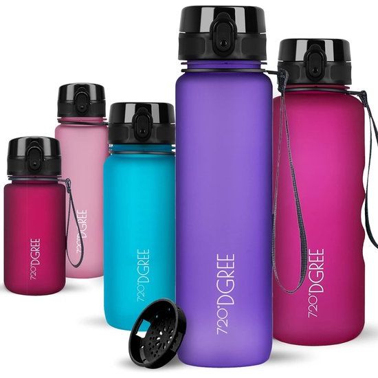 SoftTouch-drinkfles "uberBottle" + zeef - 650 ml - BPA-vrij - lekvrije waterfles voor kinderen, school, universiteit, sport, fitness - Tritan bidon - licht en onbreekbaar