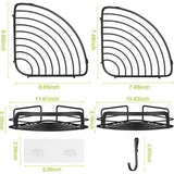 STEUGO Hoekrek douche zonder boren, zwarte shampoohouder douche zonder boren, badkamer douche opslag met 4 haakjes, 2 stuks, roestvrij staal