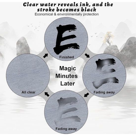 Herbruikbare waterpapier Chinese kalligrafiemat, 6 Chinese kalligrafiematten + 1 kalligrafieborstel Chinese schrijfdoek kalligrafieset voor studenten Chinees