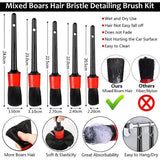 Autoreinigingsborstelset, 14-delige autodetailreinigingsborstelset, detaillering autoborstel voor detaillering op auto-interieur, exterieur, motor, ventilatieopeningen, dashboard, emblemen
