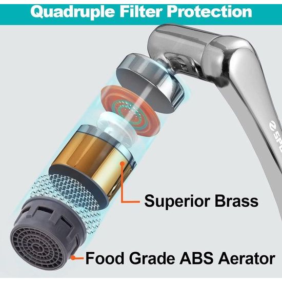 1440° badkamerkraan draaibaar opzetstuk, sputar wastafelarmatuur gadget kraan verlenging perlator waterfilter badkamer zilver 1 modi