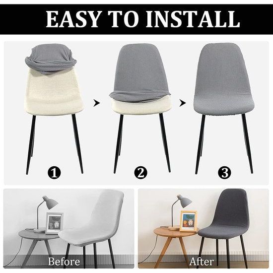 Stoelhoezen, Set van 4, Stretch, eetkamerstoelen, hoes, universeel, wasbaar, verwijderbaar, elegante stoelhoes, antislip, keukenstoelen voor kantoor, eetkamer, woonkamer, Jacquard rode wijn
