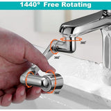 1440° badkamerkraan draaibaar opzetstuk, sputar wastafelarmatuur gadget kraan verlenging perlator waterfilter badkamer zilver 1 modi