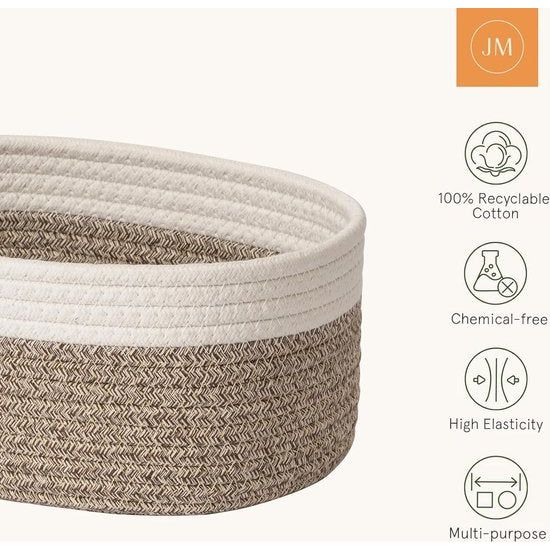 Opbergmand van katoenen touw gevlochten mand voor planken kasten baby slaapkamer mokka
