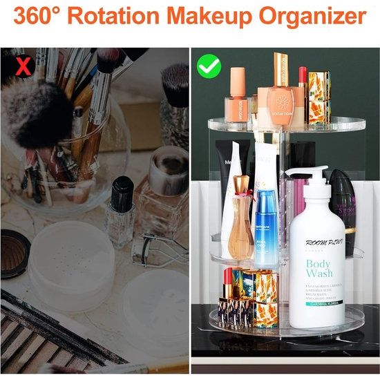 Make-up cosmetica-organizer, 360 graden draaibaar, transparante lippenstift-organizer, cosmetische opbergdoos, desktop voor dressers, badkamer, slaapkamer, commode van kunststof