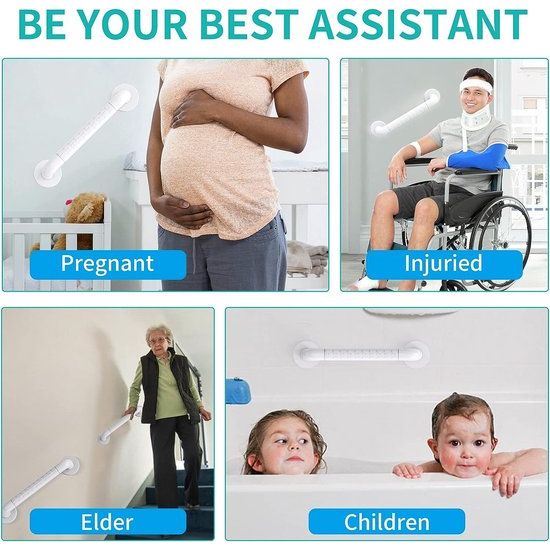 Handgrepen voor senioren, 2 stuks handgrepen, douche, roestvrij staal, antislip, stabiel, robuust, voor badkamer, douche, trappers, voor senioren, kinderen, gehandicapten, gedwongen gebruik (30 cm & 40 cm)